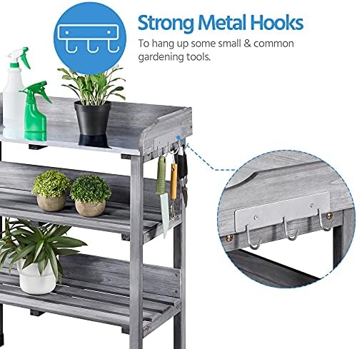 yaheetech potting bench outdoor console table w/3-tier storage,gray, package contents