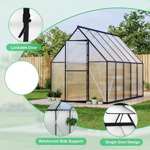 6'x9' aluminum-framed polycarbonate greenhouse, heavy duty polycarbonate greenhouse, package contents