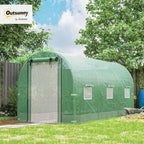 outsunny 14.6'x6.5'x6.6' hoop house greenhouse with 2 support shown in use