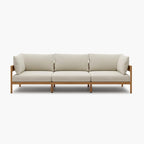 Acanva Modern Outdoor Patio Furniture Set, All-Weather Aluminium Conversation Sectional Sofa with Thick Cushions for Backyard, Garden, Porch, Couch, Beige
