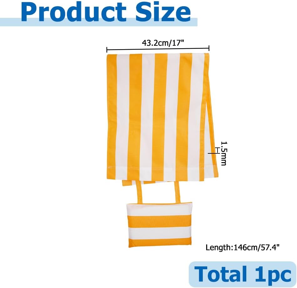 Beach Chair Replacement Cloth 115cmx43.2cm Lounge Chair Replacement Canvas Yellow and White Stripes Sling Chairs Replacement Fabric with Pillow for Sunbathing Courtyard Garden Beach