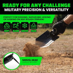 rhino usa survival shovel with pick - military, side view