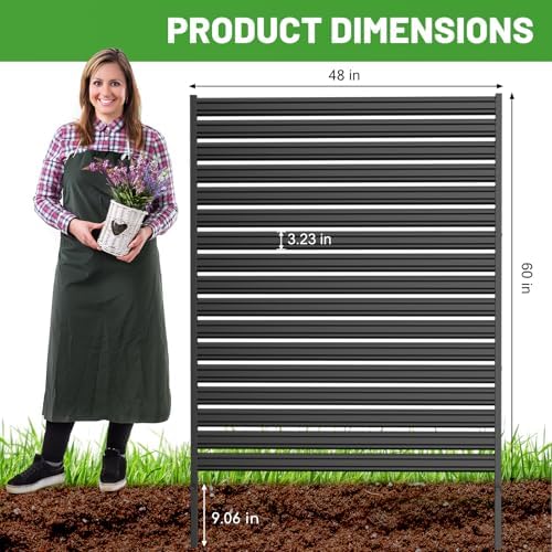 no-dig metal privacy fence screen, 60" h × shown in use