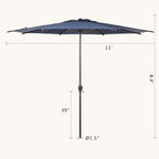 Abba Patio 11FT Lyon Outdoor Patio Umbrella Outdoor Table Umbrella with Push Button Tilt and Crank Market Umbrella 8 Sturdy Ribs UV Protection Waterproof for Garden Deck Backyard Pool, Navy Blue