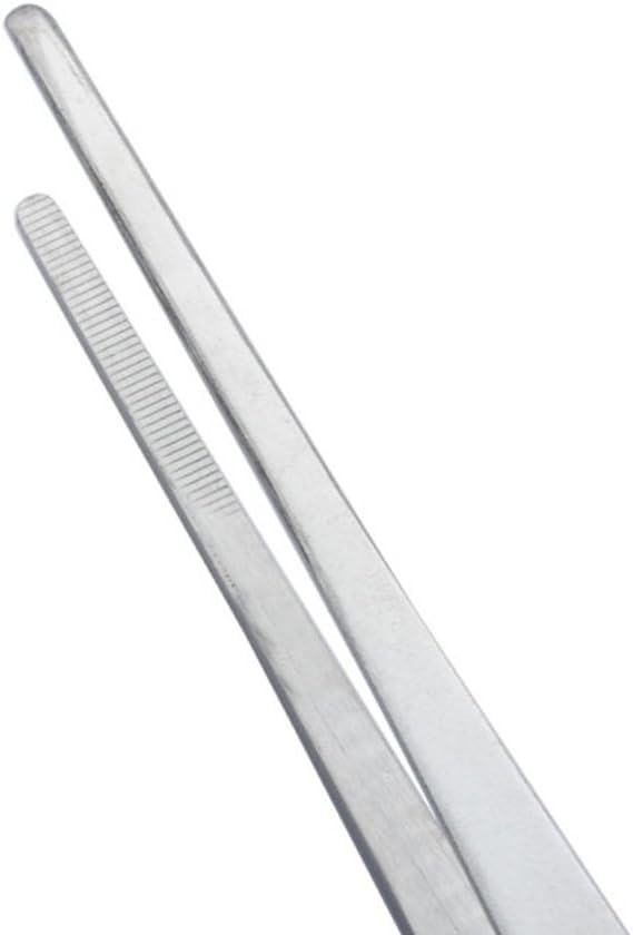 LGEGE 2pcs Long Handle Stainless Steel Straight and Curved Tweezers Nippers for Garden, Kitchen, Indoors and Outdoors
