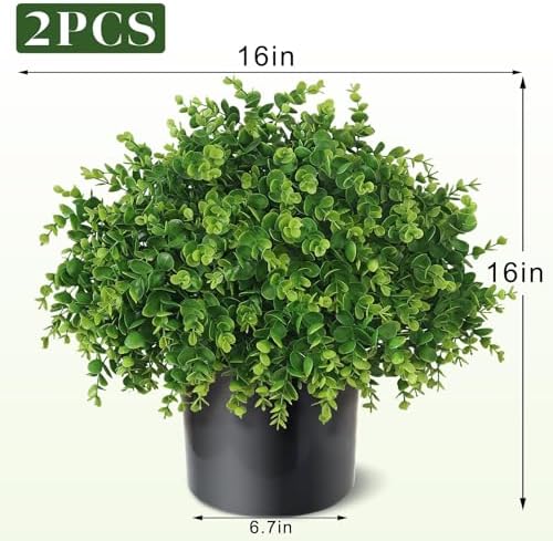 2set lifelike touch fake eucalyptus topiary ball trees showing dimensions