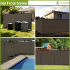 outdoor 6' x 24' privacy fence with iron shown in use