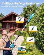seesii 2-in-1 cordless pole saw 8-inch & 16-inch, front angle view