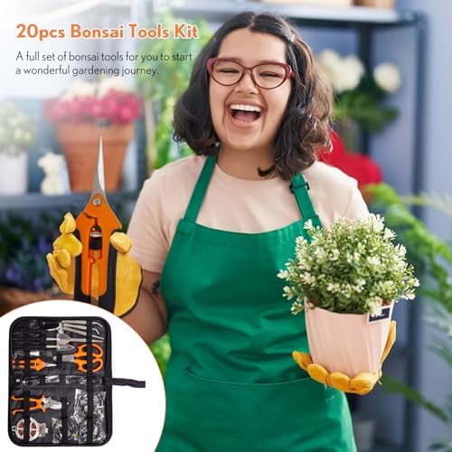 bonsai tools kit 20 pcs garden tools set shown in use