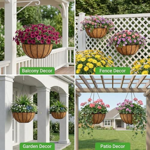 HFHOME 2PCS 20" Round Coco Liner Coco Replacement Liner Basket Window Box