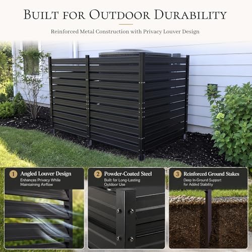 air conditioner fence 3 panels, 42" h x showing dimensions