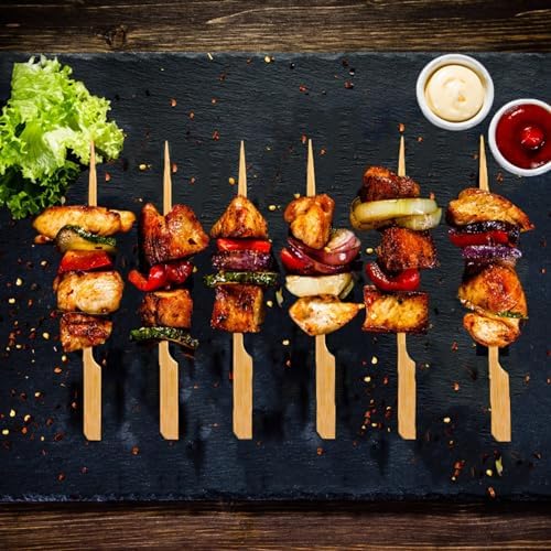 1200 PCS Bamboo Skewers for Appetizers, 3.5 Inch Toothpicks Cocktail Picks | Mini Food Sticks for Drinks, Fruit Kababs, Sausage, Barbecue Snacks, Natural Wooden Paddle Skewer, Charcuterie Accessories