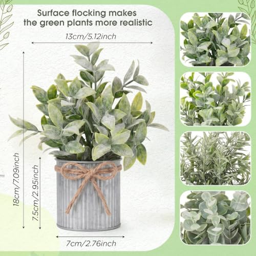 sureio 5 artificial eucalyptus fake plant set includes, close-up detail