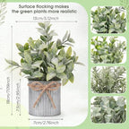 sureio 5 artificial eucalyptus fake plant set includes, close-up detail
