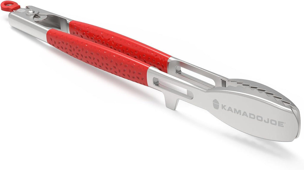 Kamado Joe® Krafted™ Stainless Steel BBQ Tongs – 18" Heavy-Duty Grill Tongs with Locking Mechanism, Grooved Grip, Dishwasher Safe