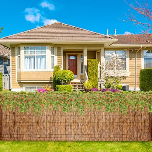 natural reed fencing rolls: privacy bamboo fence 3/4/5/6ft, front angle view