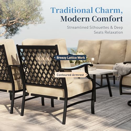 sunshine valley 5 pcs patio furniture set, metal shown in use