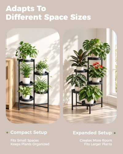 bamworld plant stand indoor outdoor 5 tier corner showing dimensions