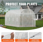 vevor walk-in tunnel greenhouse, 14.6x6.4x6.3 ft hoop house, close-up detail