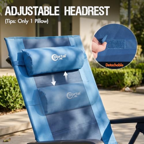 Portal Portable Zero Gravity Chair, Lounge Chair Outdoor Oversized Zero Gravity Chair Folding Lounge Chair with Adjustable Pillows and Cup Holder for Poolside Backyard and Lawn, Support 350lbs