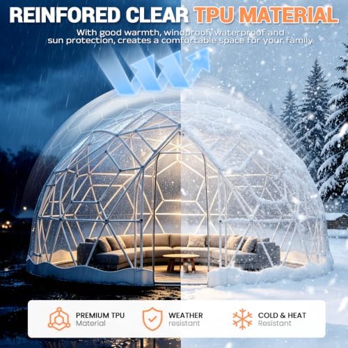 12.5ft garden dome tent, geodesic dome greenhouse with, side view