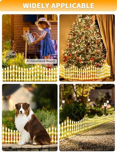 hopolon 8 pack lighted garden fence, 11.1in (h) shown in use