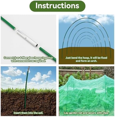 garden netting kit for raised beds, 10x30ft green, package contents