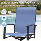 Patio Swivel Chairs Set of 2, All-Weather Swivel Rocker Chair, Outdoor Dining Chairs with High Back, Porch Chairs for Lawn, Porch, Garden, Blue