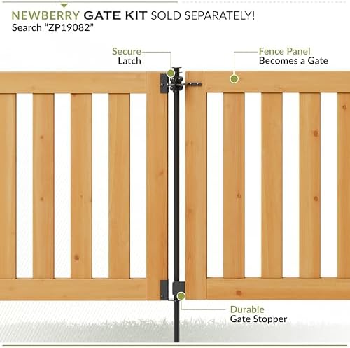 zippity newberry yard fence, cedar wood diy no, front angle view