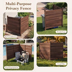 giantex 2 panels wooden privacy fence with stakes, side view