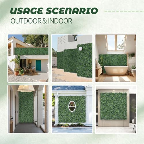 tttm uv-resistant artificial boxwood hedge vine panels: 20"x20" on a desk or shelf
