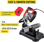 vevor portable band saw, 110v removable alloy steel shown in use