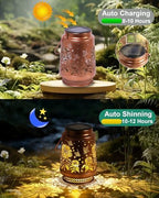 2 Pack Sunflower Solar Lanterns Outdoor Waterproof, Garden Decor Birthday Gifts for Women Mom Grandma Sister, Metal Hanging Solar Lights Outside Decorative for Backyard Patio Lawn Pathway Landscape