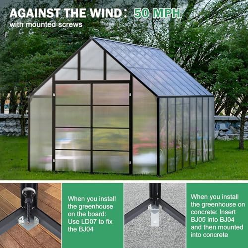10x24 ft polycarbonate greenhouse large heavy duty aluminum, view 9