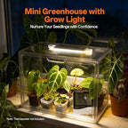 bstrip small tabletop greenhouse with grow light, indoor shown in use