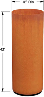 Plantercraft Large Round Corten Steel Planters for Outdoor Plants - 42 Inch Tall Extra Large Outdoor Planter for Modern Patio, Deck & Entryway | Weathering Steel