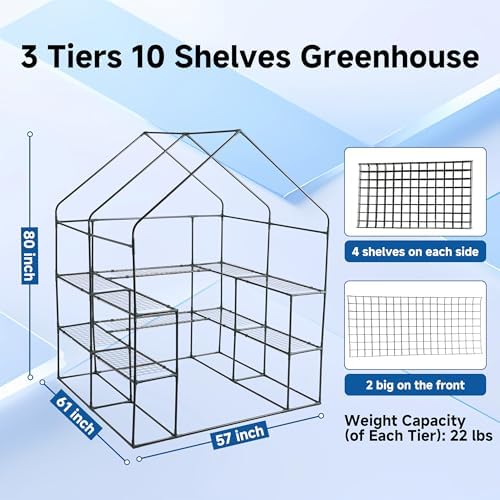 sungift walk-in greenhouse kit, upgraded pvc clear, 57x61x80, side view