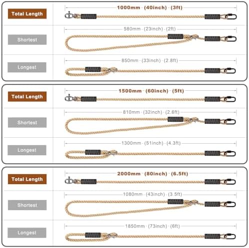 SELEWARE 3ft Tree Swing Rope, Adjustable Hammock Straps Hanging Kit | Quick Easy Installation, Fits Tree Branches, Beige 2 Pack, Ideal for Indoor Outdoor Use, Camping, Hammock Chairs and Swings