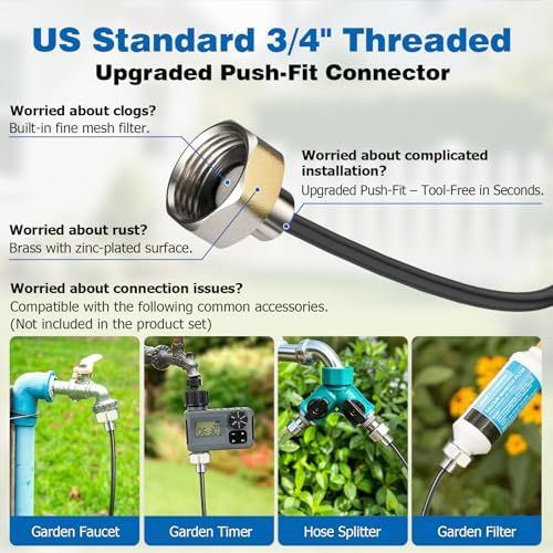 mellbree misters for outside patio 60ft/18m, pre-assembled misting, front angle view