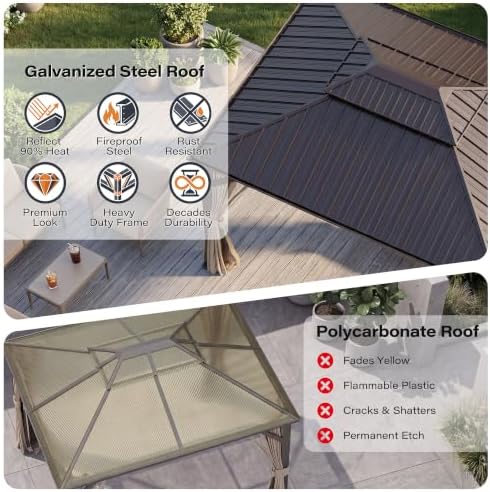 lausaint home outdoor hardtop gazebo for patios 12x16ft shown in use