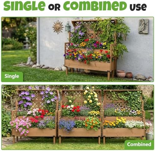 elevated raised garden bed with trellis & 2 on a desk or shelf