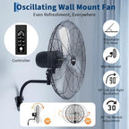 garvee 24 inch wall-mount misting fan, 3-speed ip44, side view