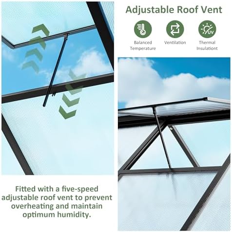 airwire 6×7.5 ft walk-in polycarbonate greenhouse for outdoor, close-up detail