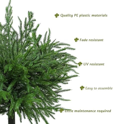 bdor 24" artificial norfolk pine topiary bush with, side view
