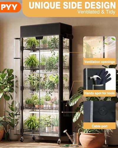 pyy indoor greenhouse with grow light - 6 shown in use