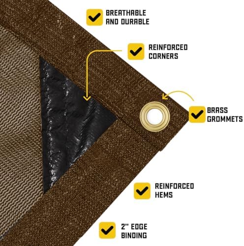 core tarps 60% brown shade cloth with grommets, side view