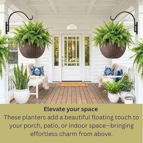 lalagreen hanging planters (11in, 2 pack) self-watering hanging, side view