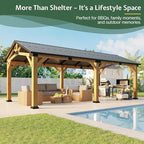 jocisland 12x24x9.5 ft cedar wood carport with galvanized, close-up detail