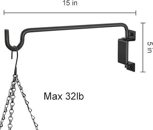 15" 360° Swivel Plant Hanger - Heavy Duty Solid Steel Wall Hook, 12-Directional Adjustable for Bird Feeders, Outdoor/Indoor Plants, Garden & Patio (2-Pack)