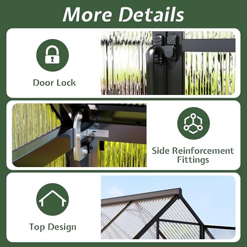 jocisland 8x24 ft walk-in polycarbonate greenhouse with 2, front angle view